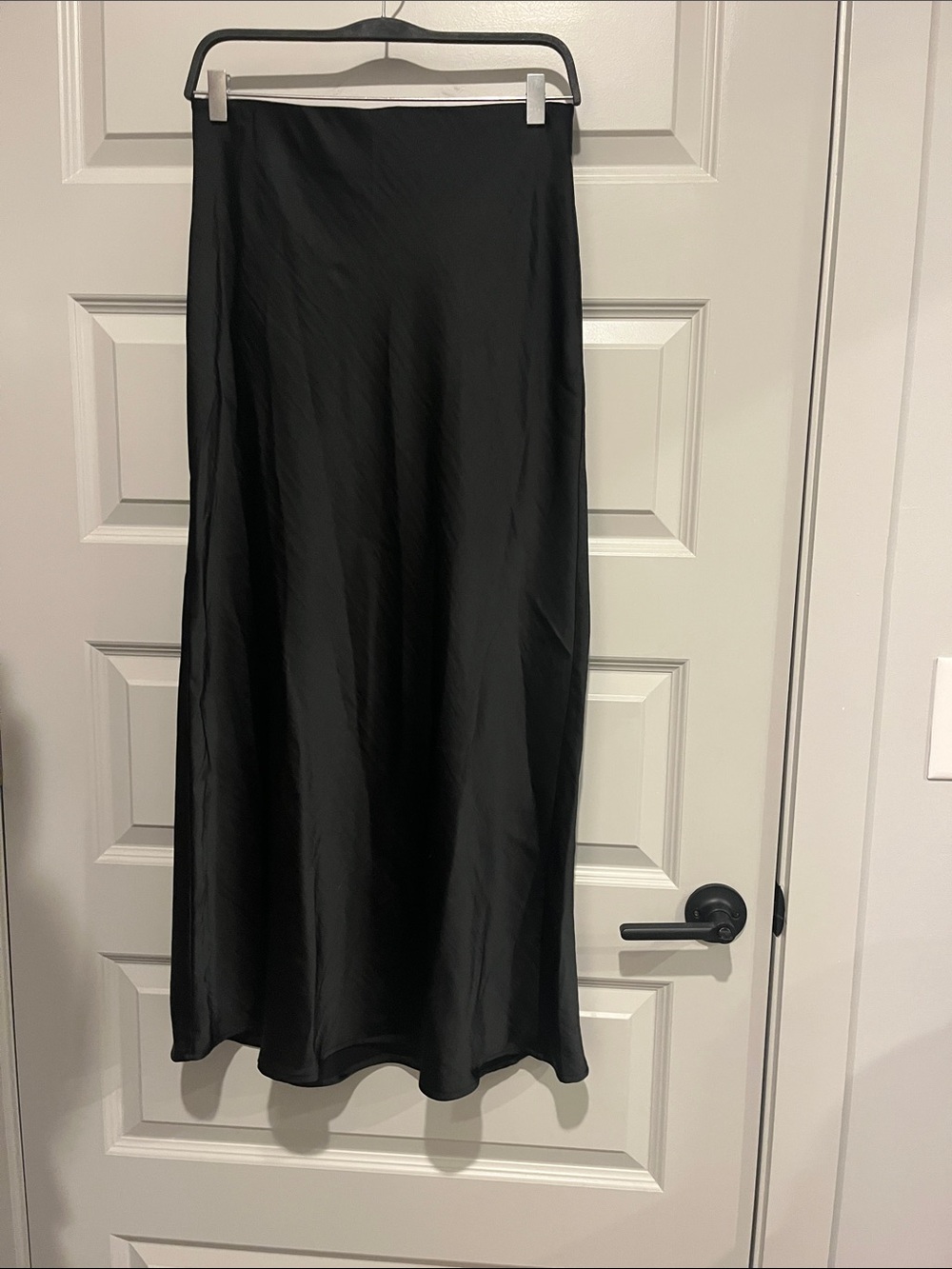 Black Satin Maxi Skirt- S
